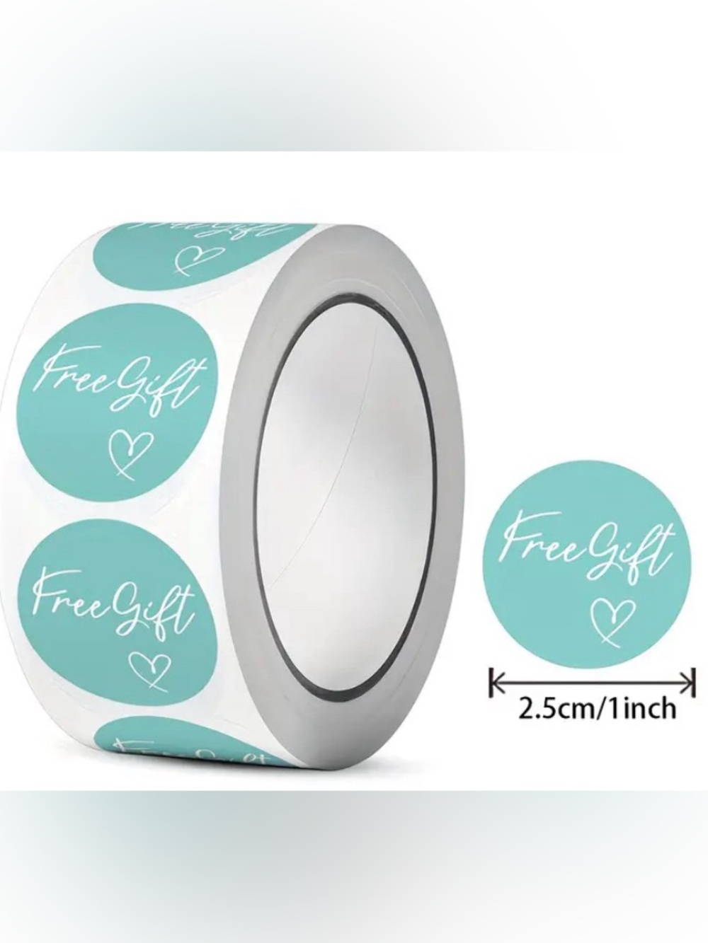 Aqua "Free Gift" Round Sticker Labels - 
500 ct